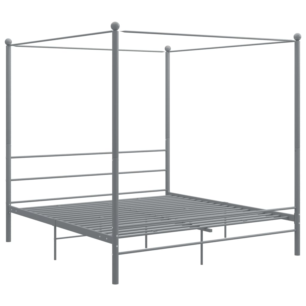 Cadre de lit à baldaquin sans matelas gris métal 180x200 cm - XIOS