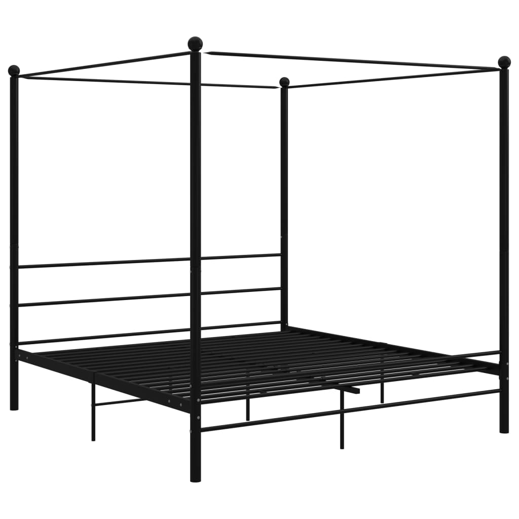 Cadre de lit à baldaquin sans matelas noir métal 200x200 cm - XIOS