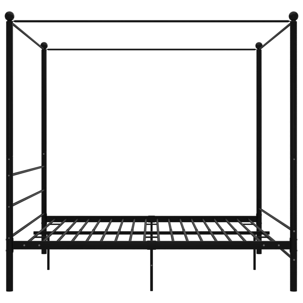 Cadre de lit à baldaquin sans matelas noir métal 200x200 cm - XIOS