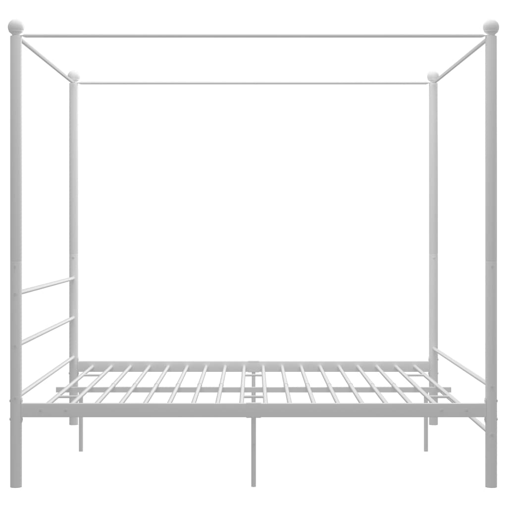 Cadre de lit à baldaquin sans matelas blanc métal 200x200 cm - XIOS