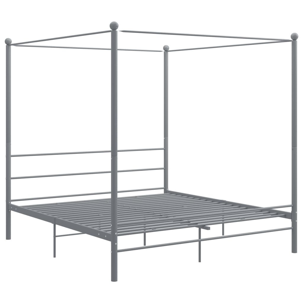 Cadre de lit à baldaquin sans matelas gris métal 200x200 cm - XIOS