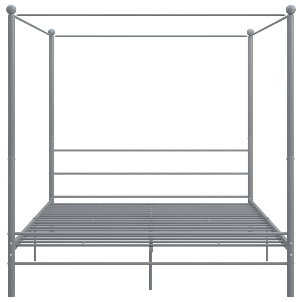 Cadre de lit à baldaquin sans matelas gris métal 200x200 cm - XIOS