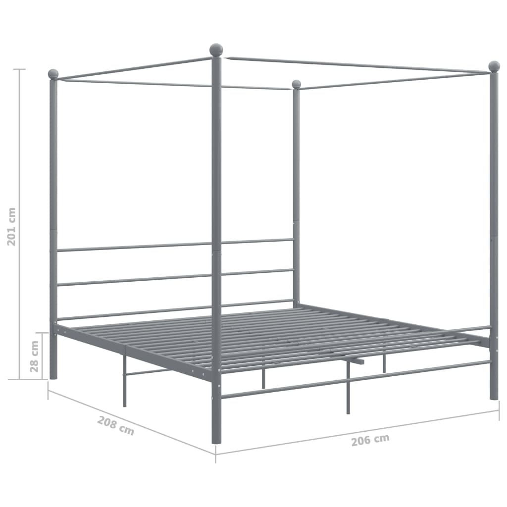 Cadre de lit à baldaquin sans matelas gris métal 200x200 cm - XIOS