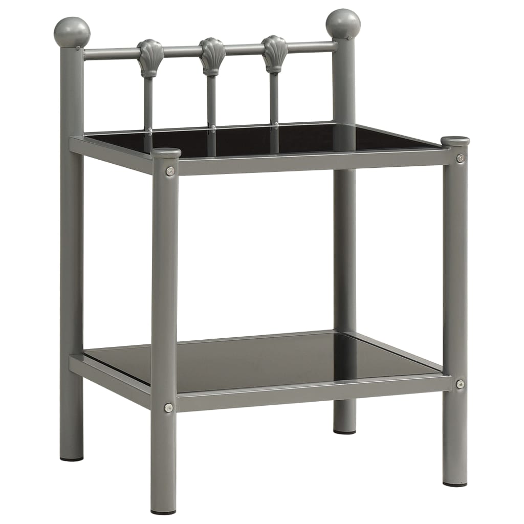 Tables de chevet 2 pcs Gris et noir Métal et verre - XIOS