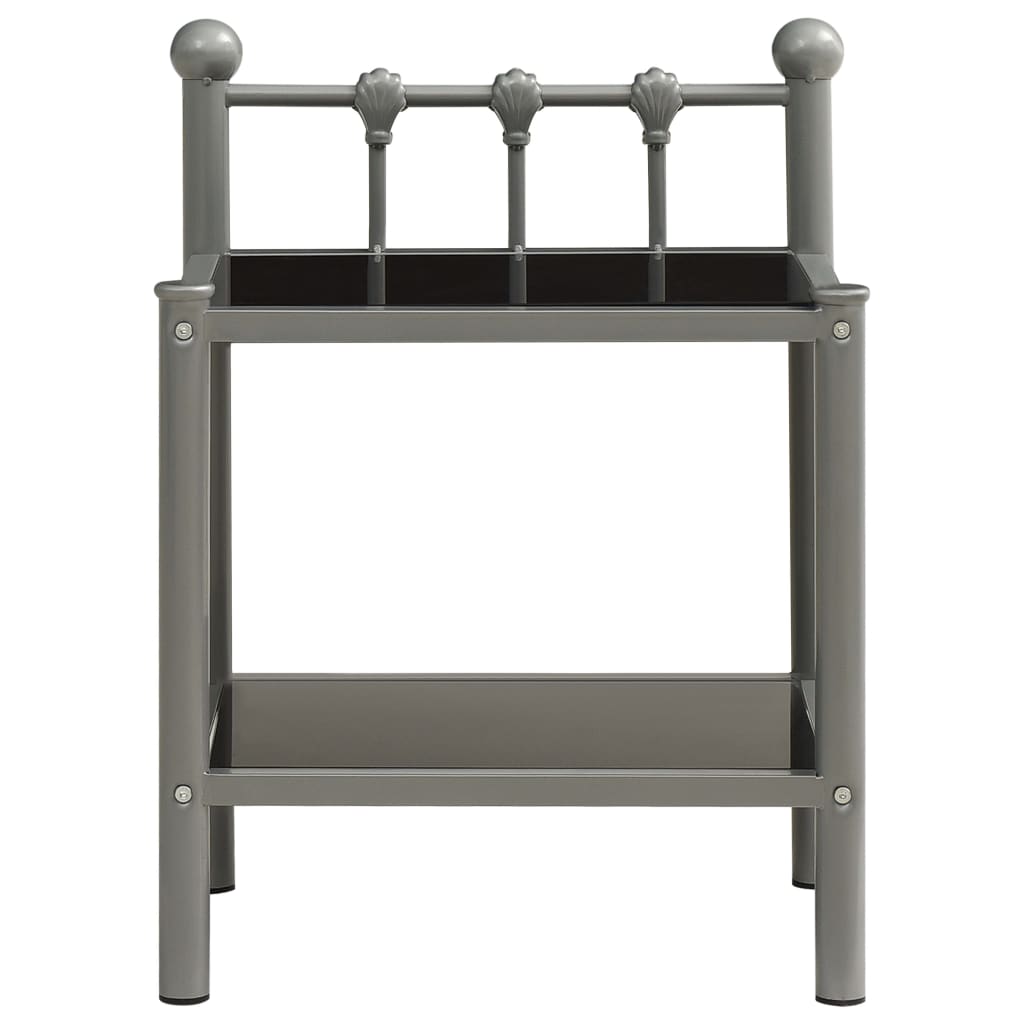 Tables de chevet 2 pcs Gris et noir Métal et verre - XIOS