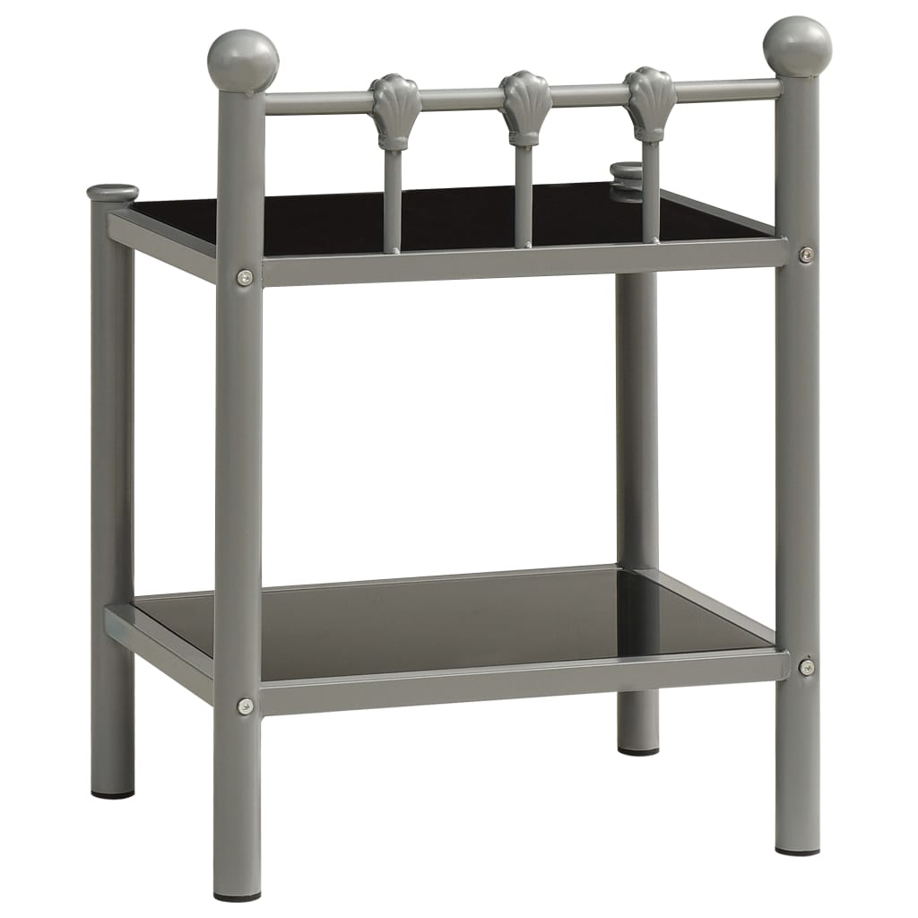 Tables de chevet 2 pcs Gris et noir Métal et verre - XIOS