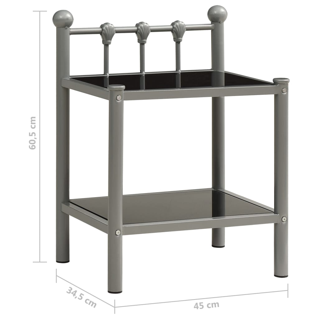 Tables de chevet 2 pcs Gris et noir Métal et verre - XIOS
