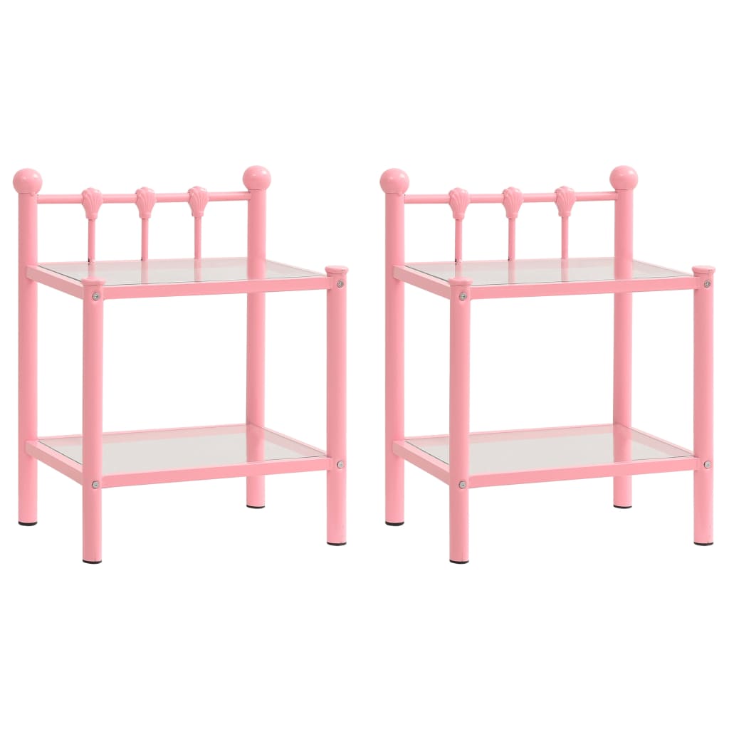 Tables de chevet 2 pcs Rose et transparent Métal et verre - XIOS