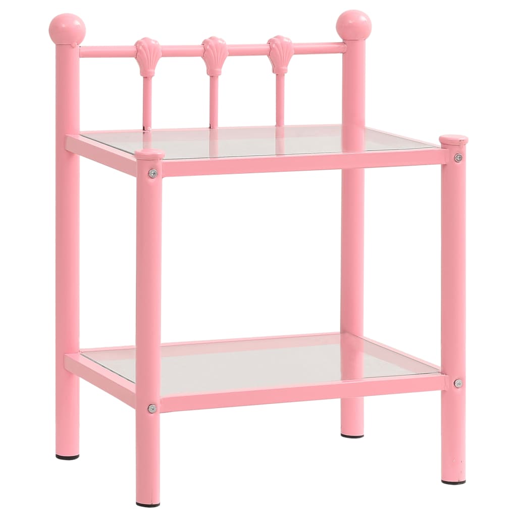 Tables de chevet 2 pcs Rose et transparent Métal et verre - XIOS