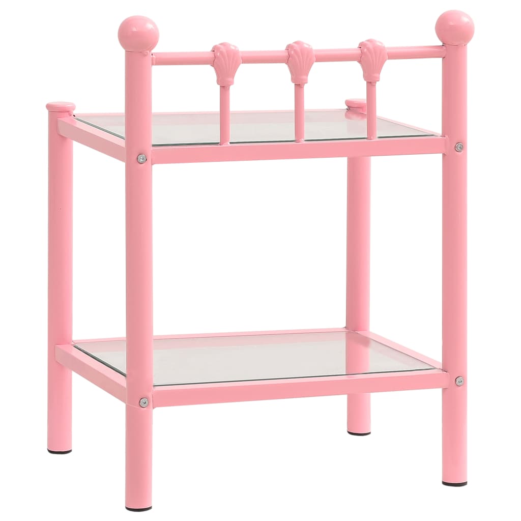 Tables de chevet 2 pcs Rose et transparent Métal et verre - XIOS