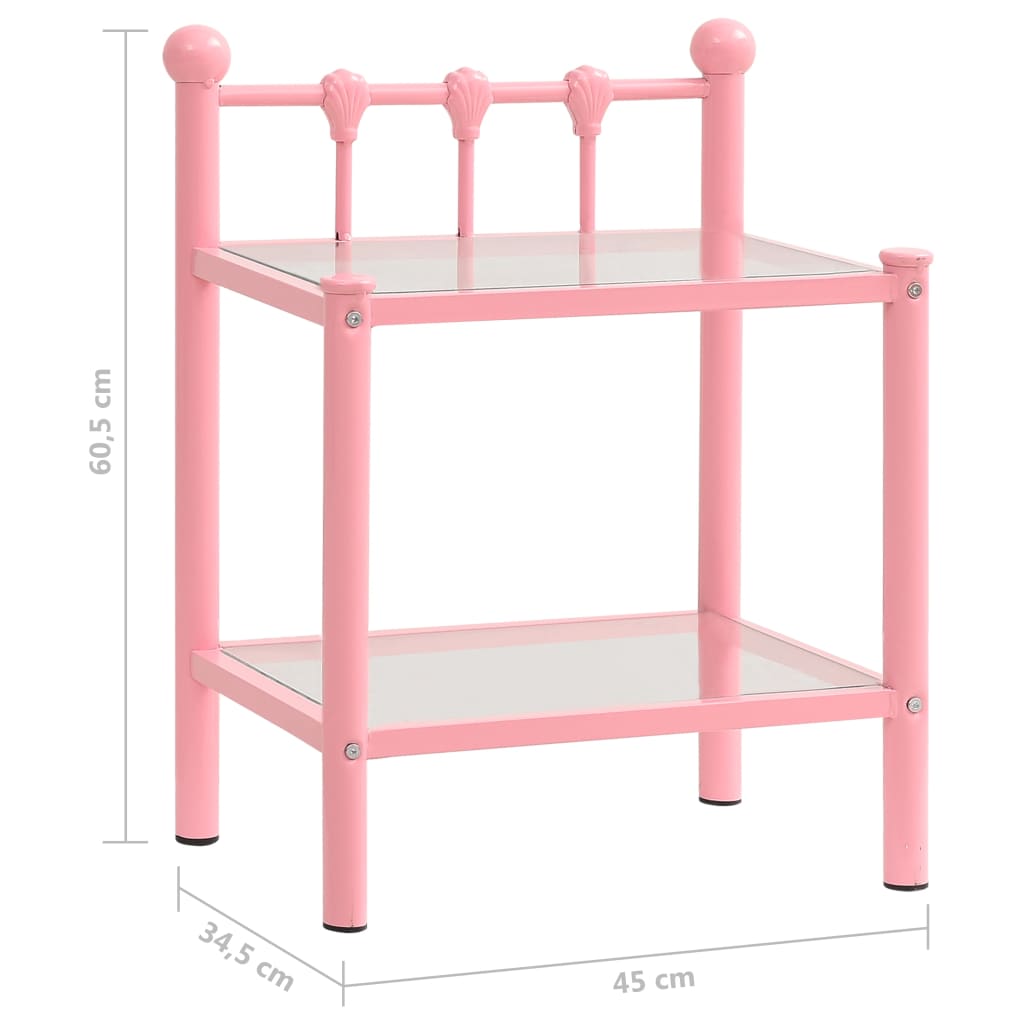 Tables de chevet 2 pcs Rose et transparent Métal et verre - XIOS