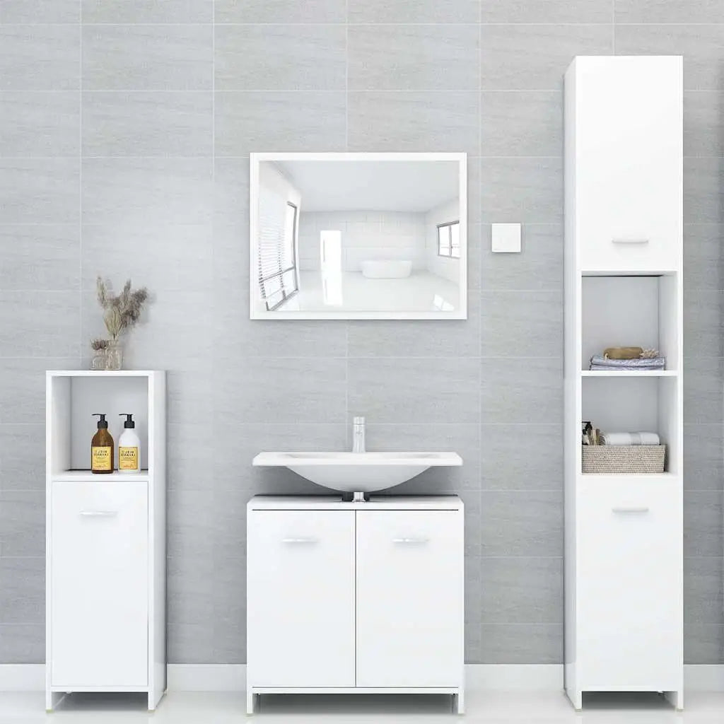 Ensemble de meubles salle de bain 4 pcs blanc bois d’ingénierie - XIOS