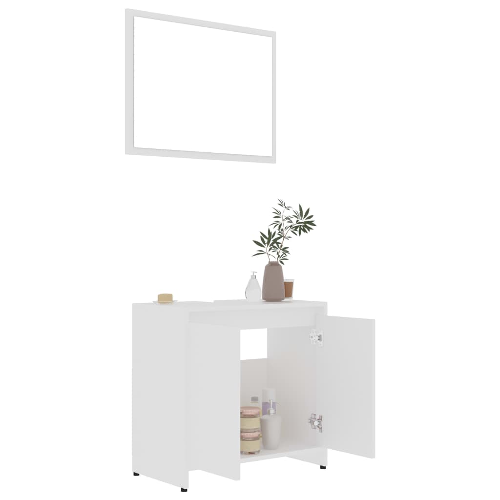 Ensemble de meubles de salle de bain 4pcs Blanc Bois ingénierie