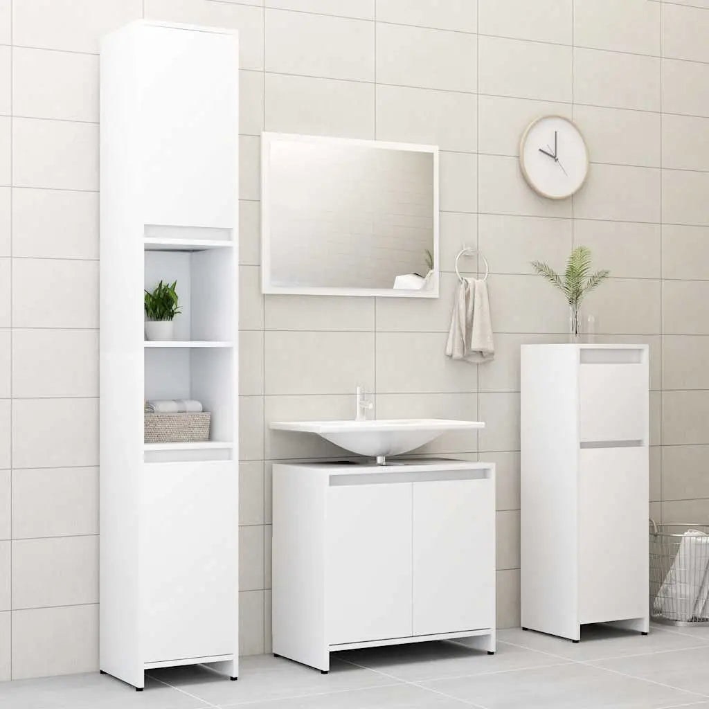 Ensemble de meubles de salle de bain 4pcs Blanc Bois ingénierie - XIOS