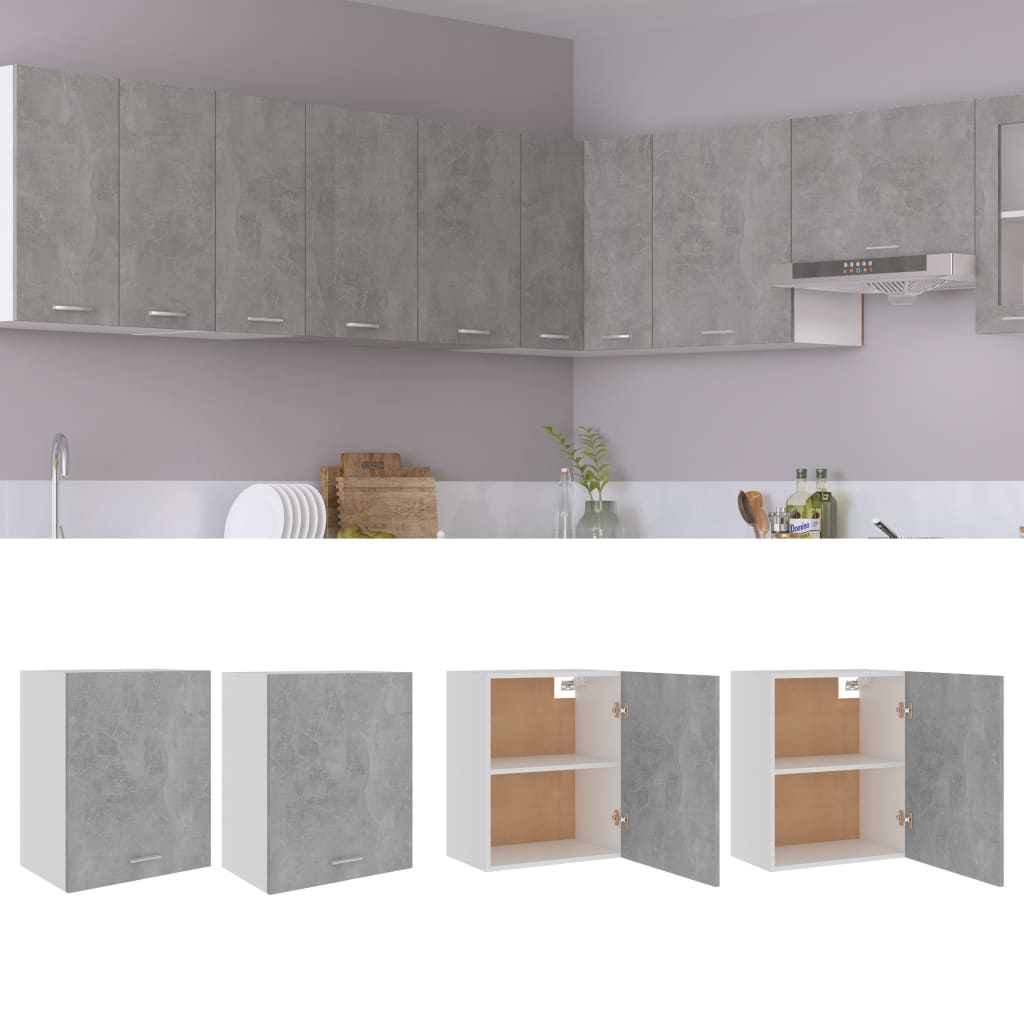 Armoires suspendue "Lyon"s 2 pcs Gris béton Bois d’ingénierie Meubles de cuisine vidaXL