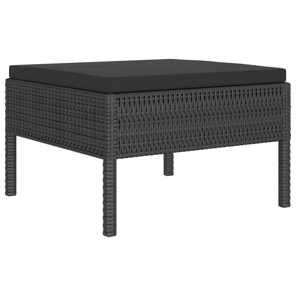 Salon de jardin 6 pcs avec coussins résine tressée noir