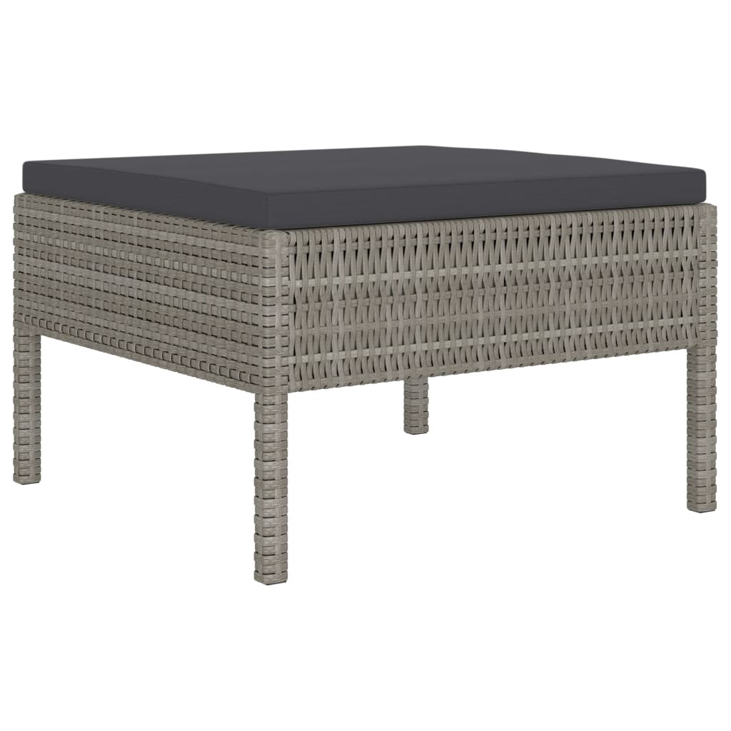 Salon de jardin 6 pcs avec coussins résine tressée gris