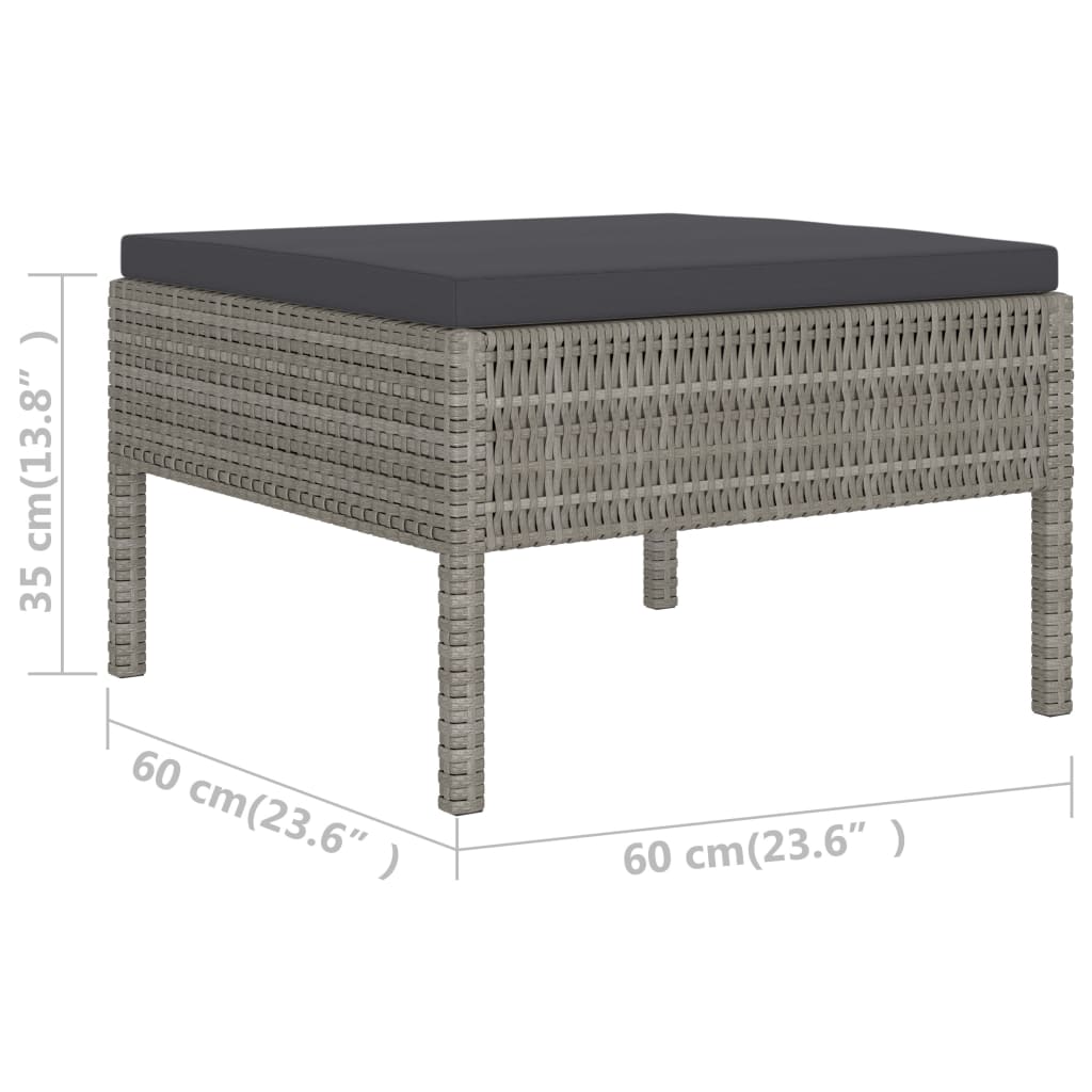Salon de jardin 6 pcs avec coussins résine tressée gris