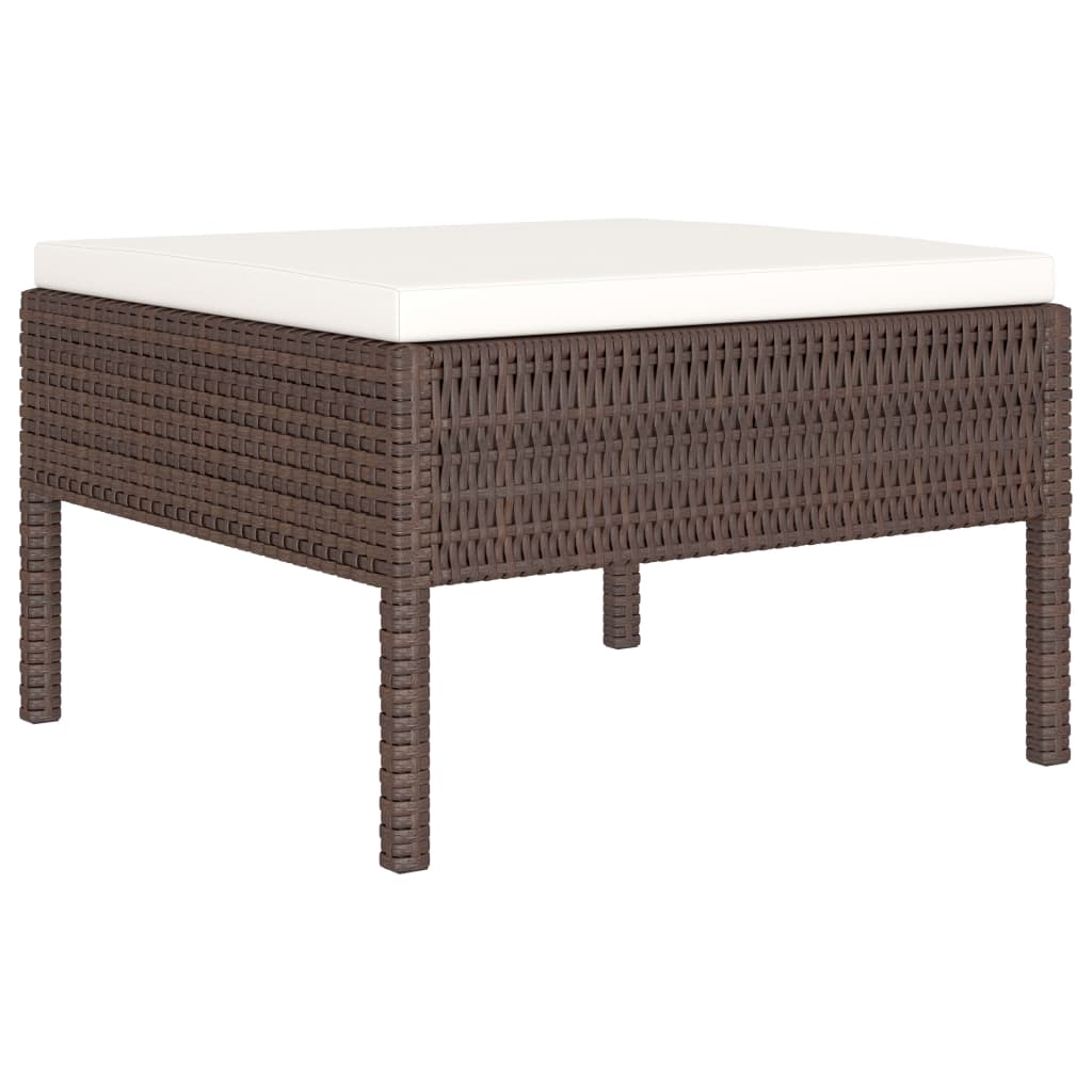 Salon de jardin 4 pcs avec coussins Résine tressée Marron