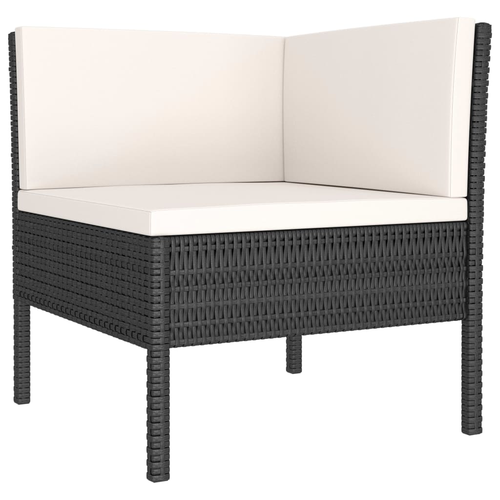 Salon de jardin 4 pcs avec coussins Résine tressée Noir