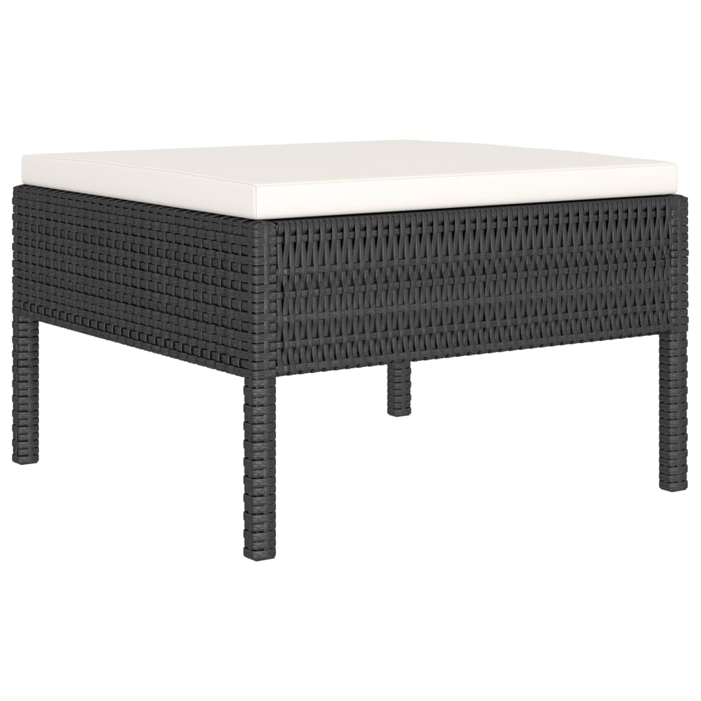 Salon de jardin 4 pcs avec coussins Résine tressée Noir