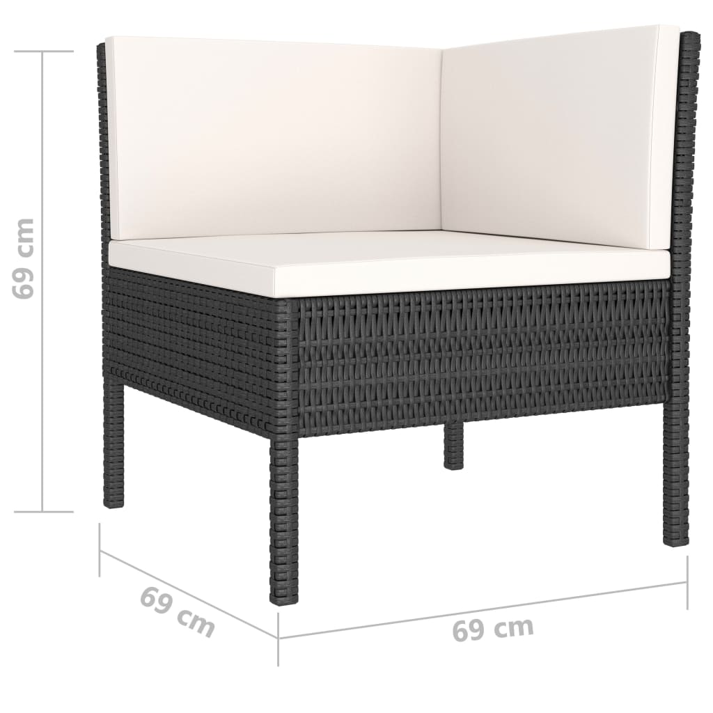 Salon de jardin 4 pcs avec coussins Résine tressée Noir