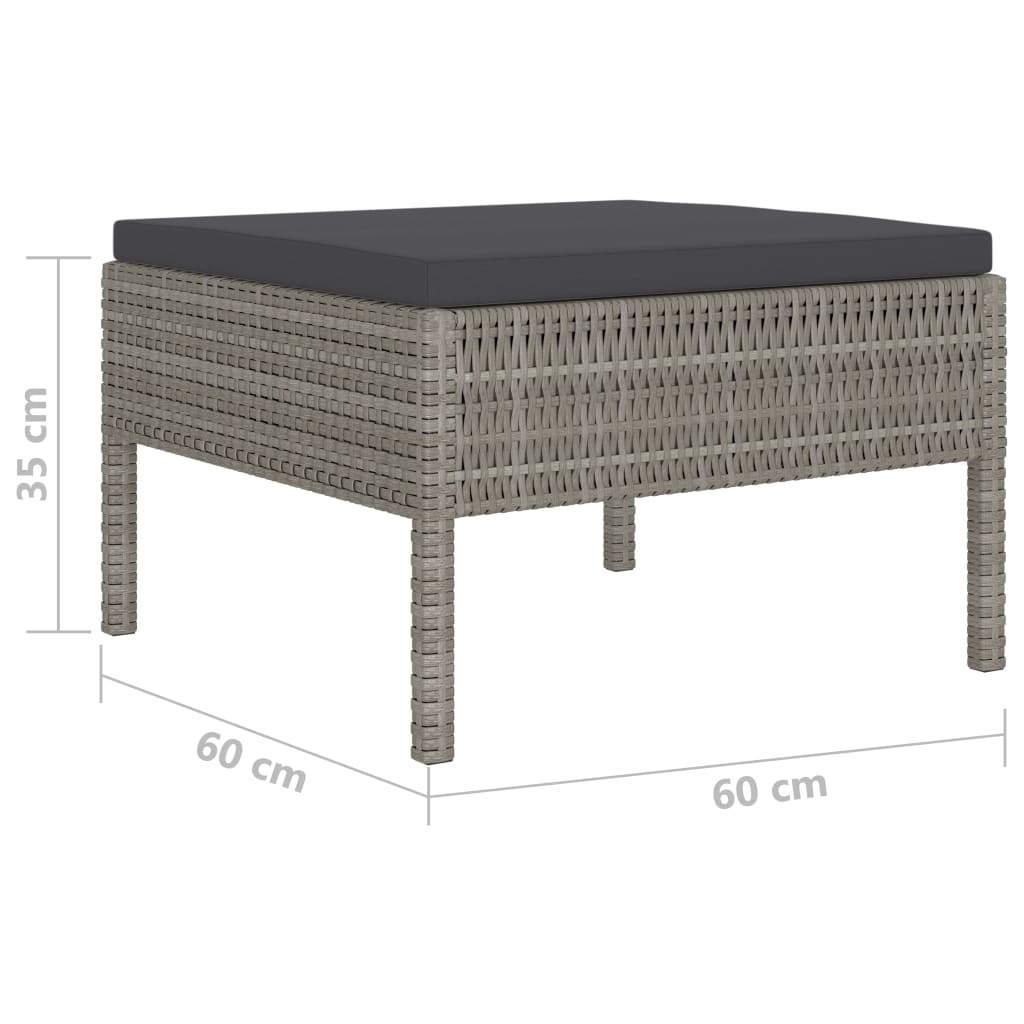 Salon de jardin 4 pcs avec coussins résine tressée gris