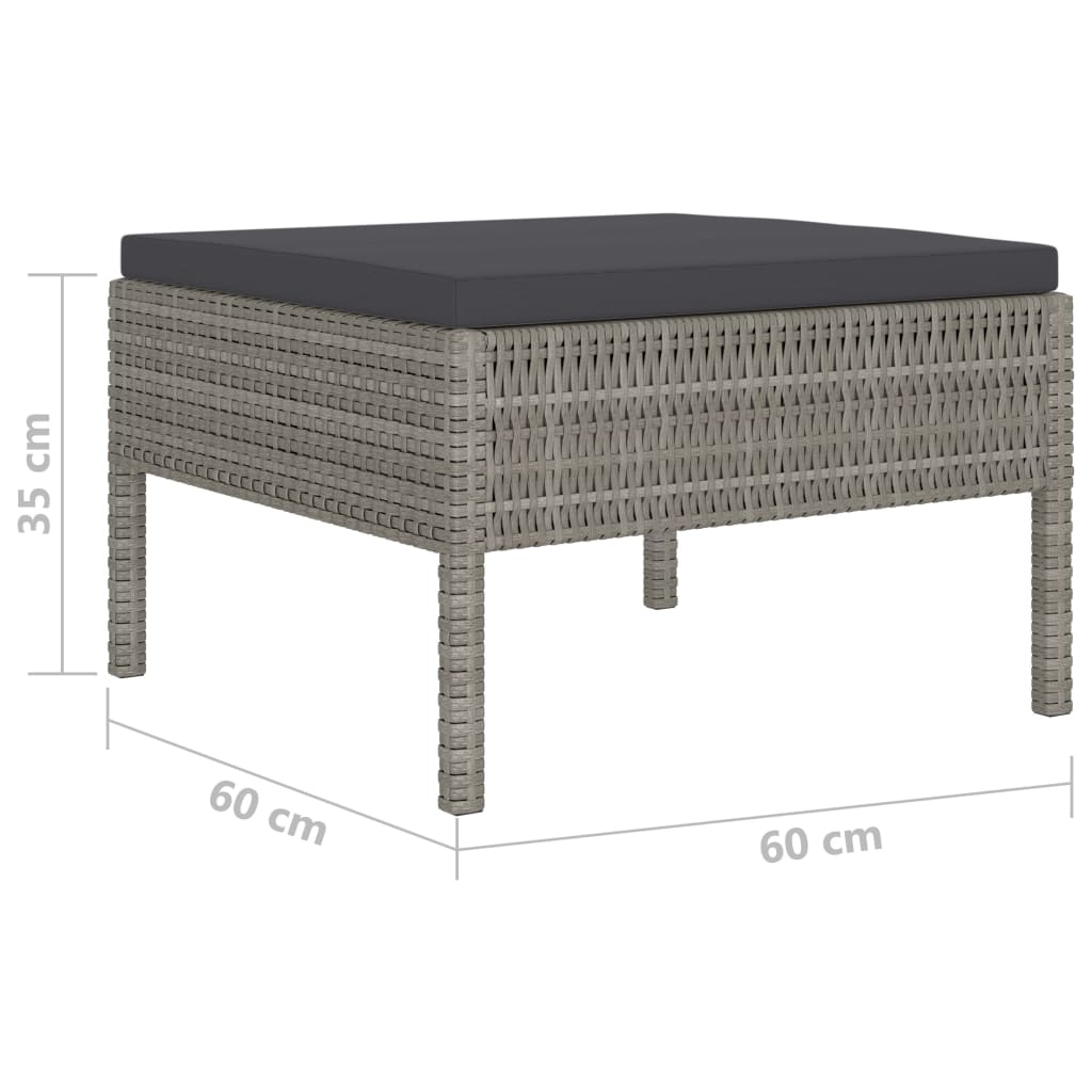 Salon de jardin 10 pcs avec coussins Résine tressée Gris