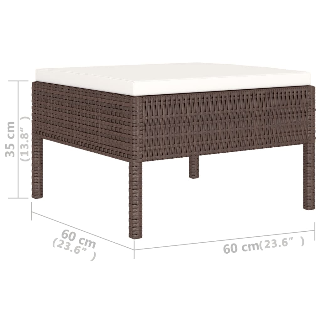 Salon de jardin 6 pcs avec coussins Résine tressée Marron