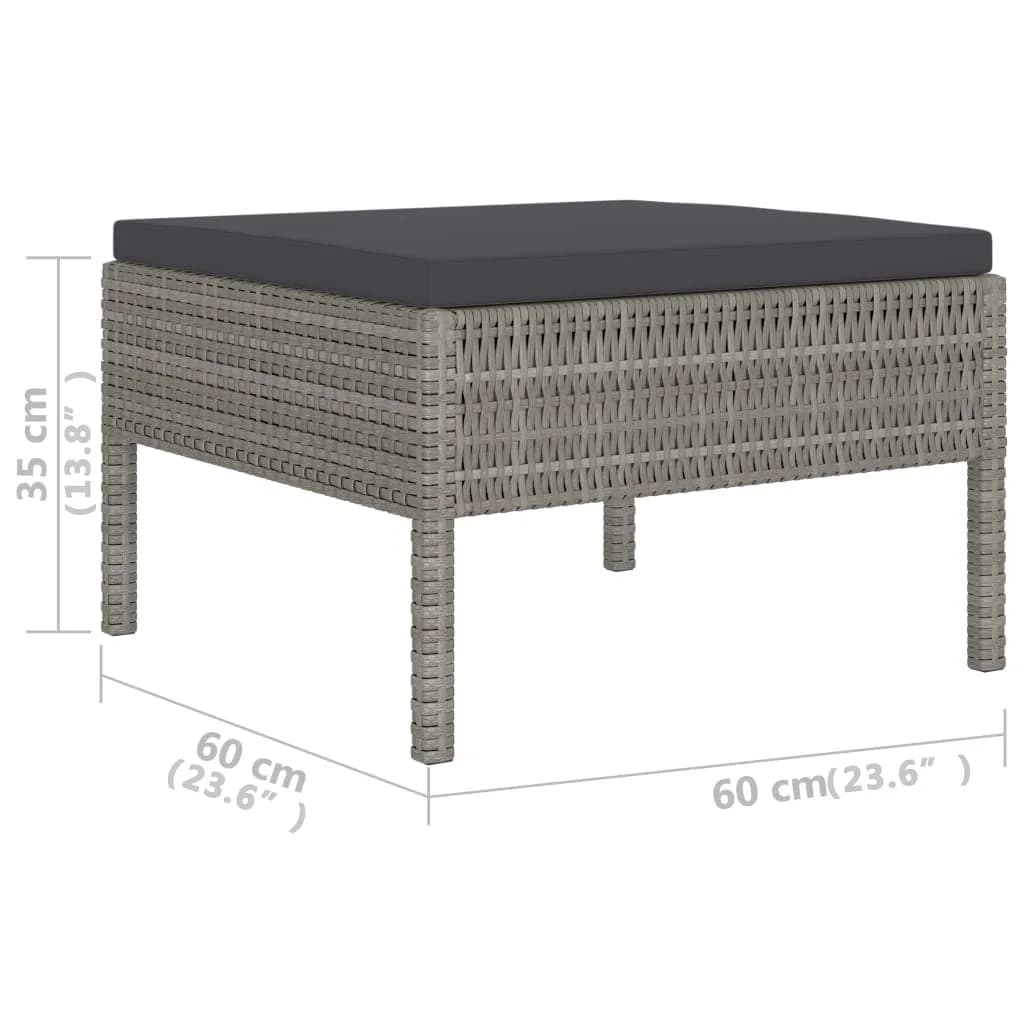 Salon de jardin 6 pcs avec coussins résine tressée gris