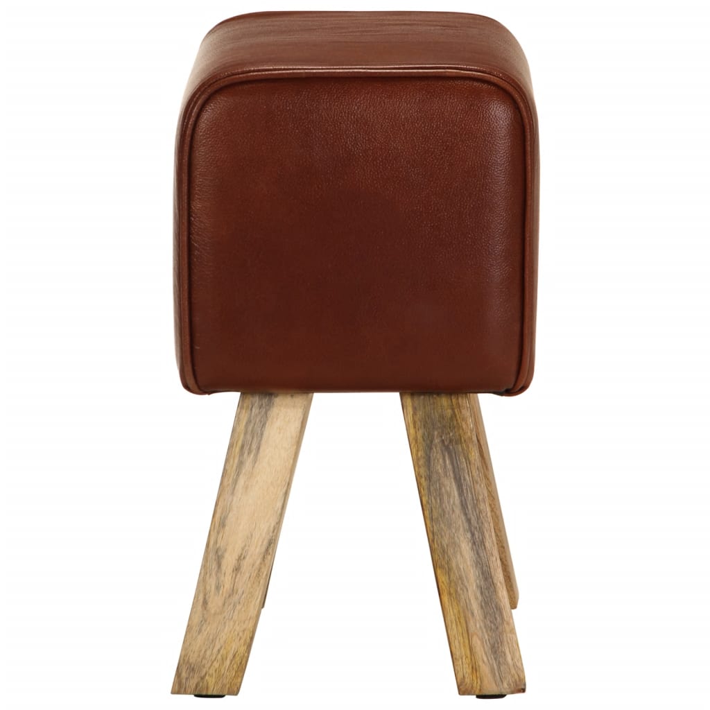 Banc saut de cheval 38 cm marron cuir véritable et manguier - XIOS