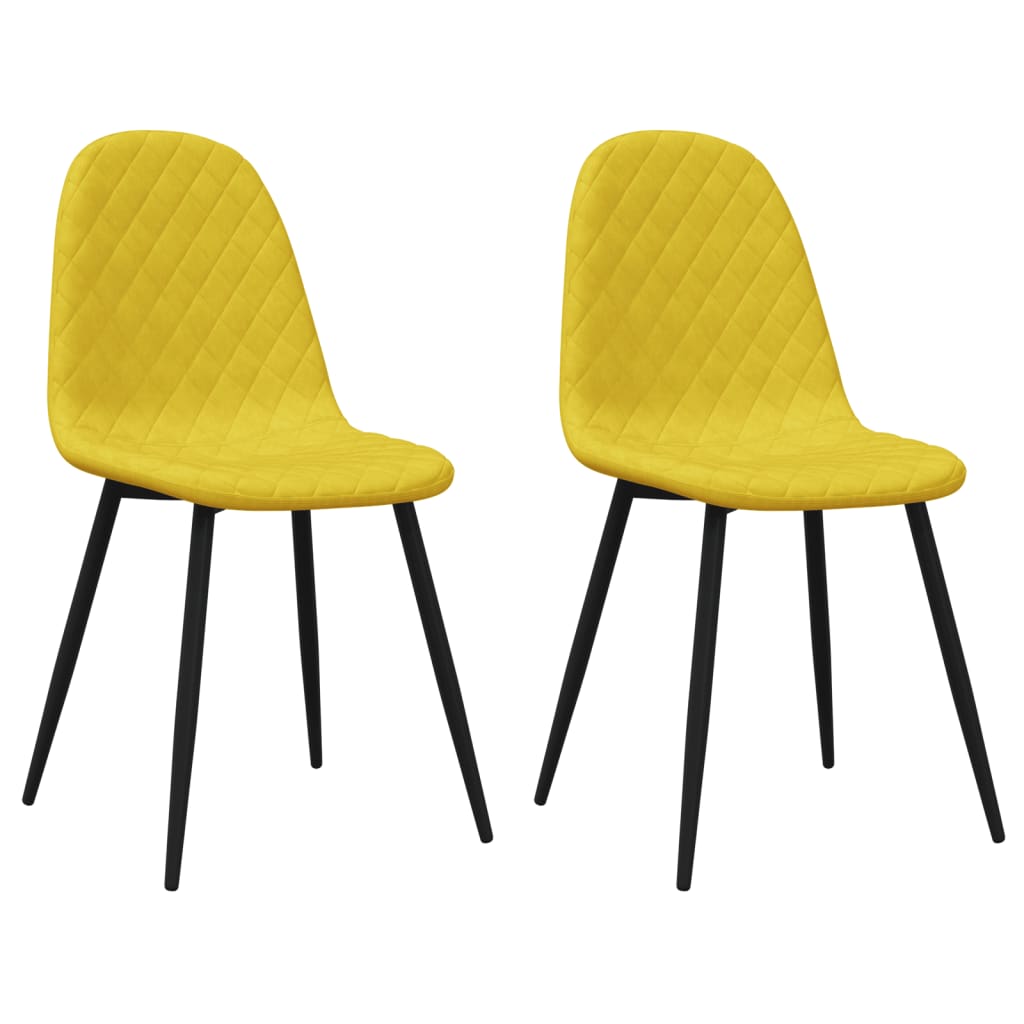 Chaises à manger lot de 2 Jaune moutarde Velours