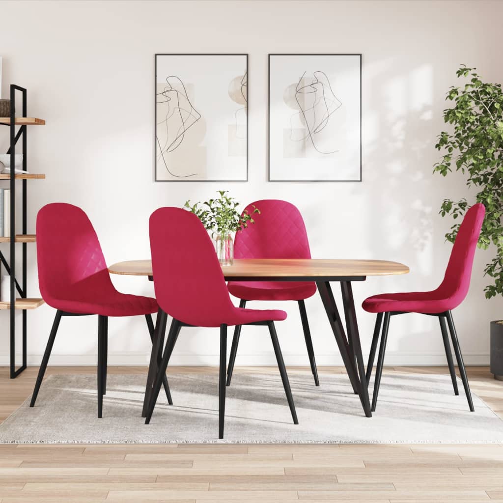 Chaises à manger lot de 4 Rouge bordeaux Velours
