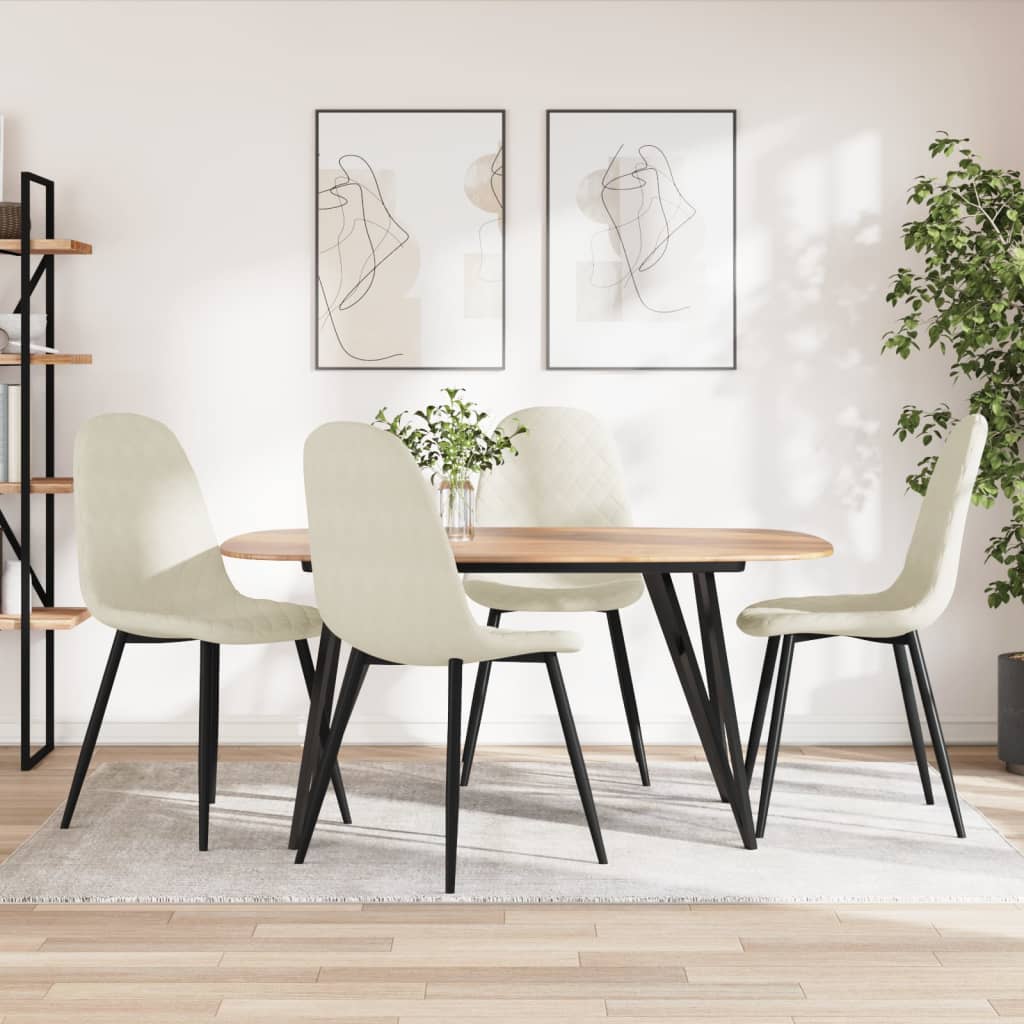 Chaises à manger lot de 4 blanc crème velours