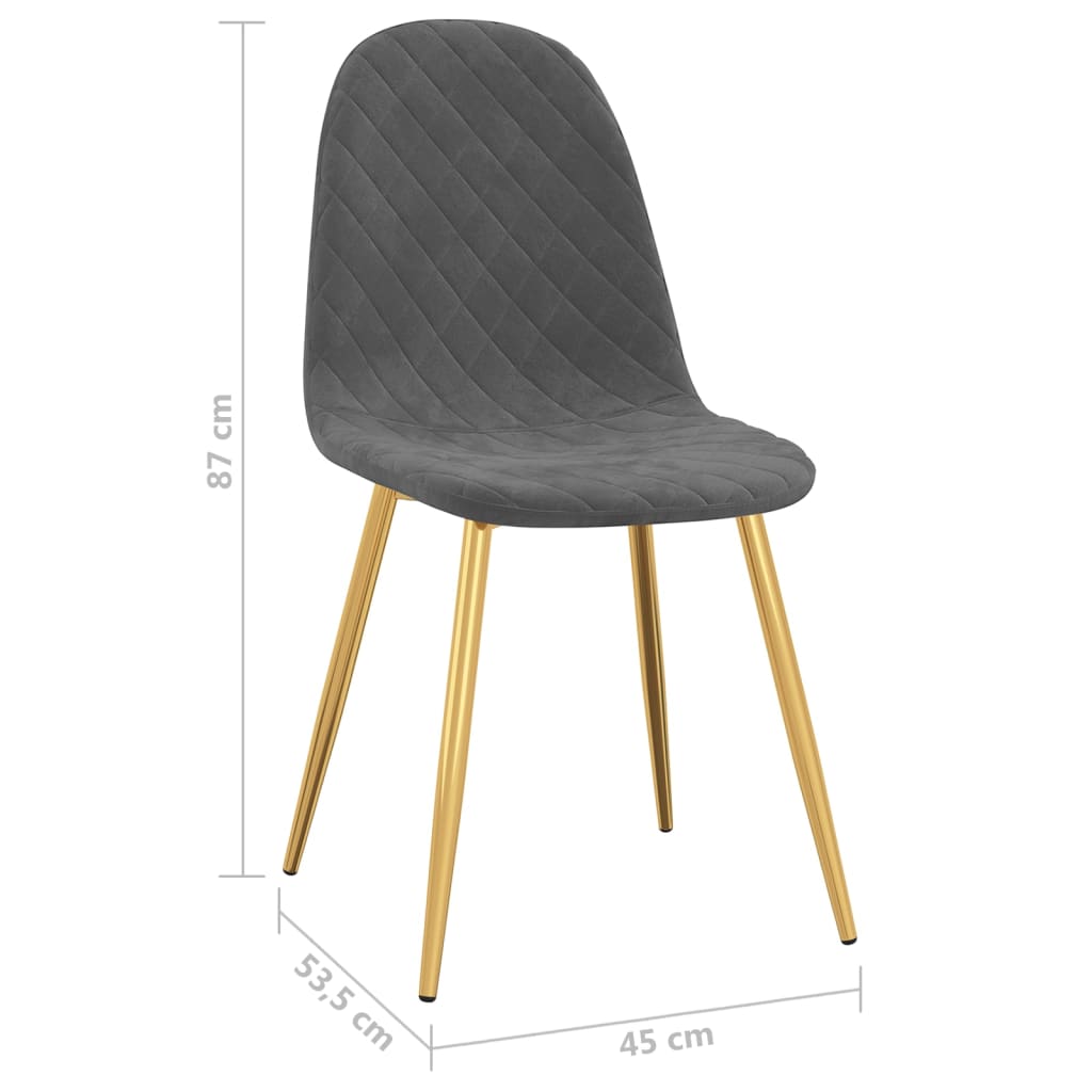 Chaises à manger lot de 2 Gris foncé Velours