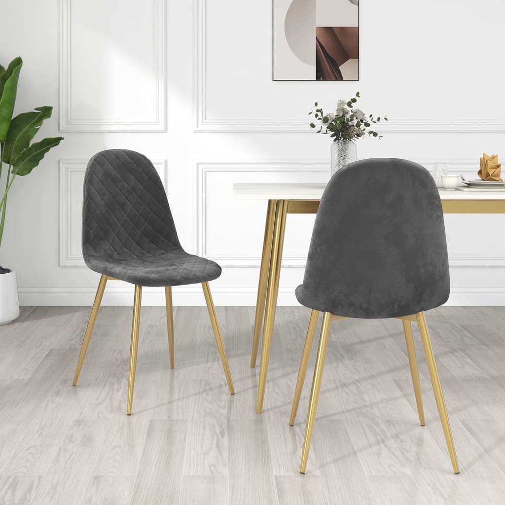 Chaises à manger lot de 2 Gris foncé Velours