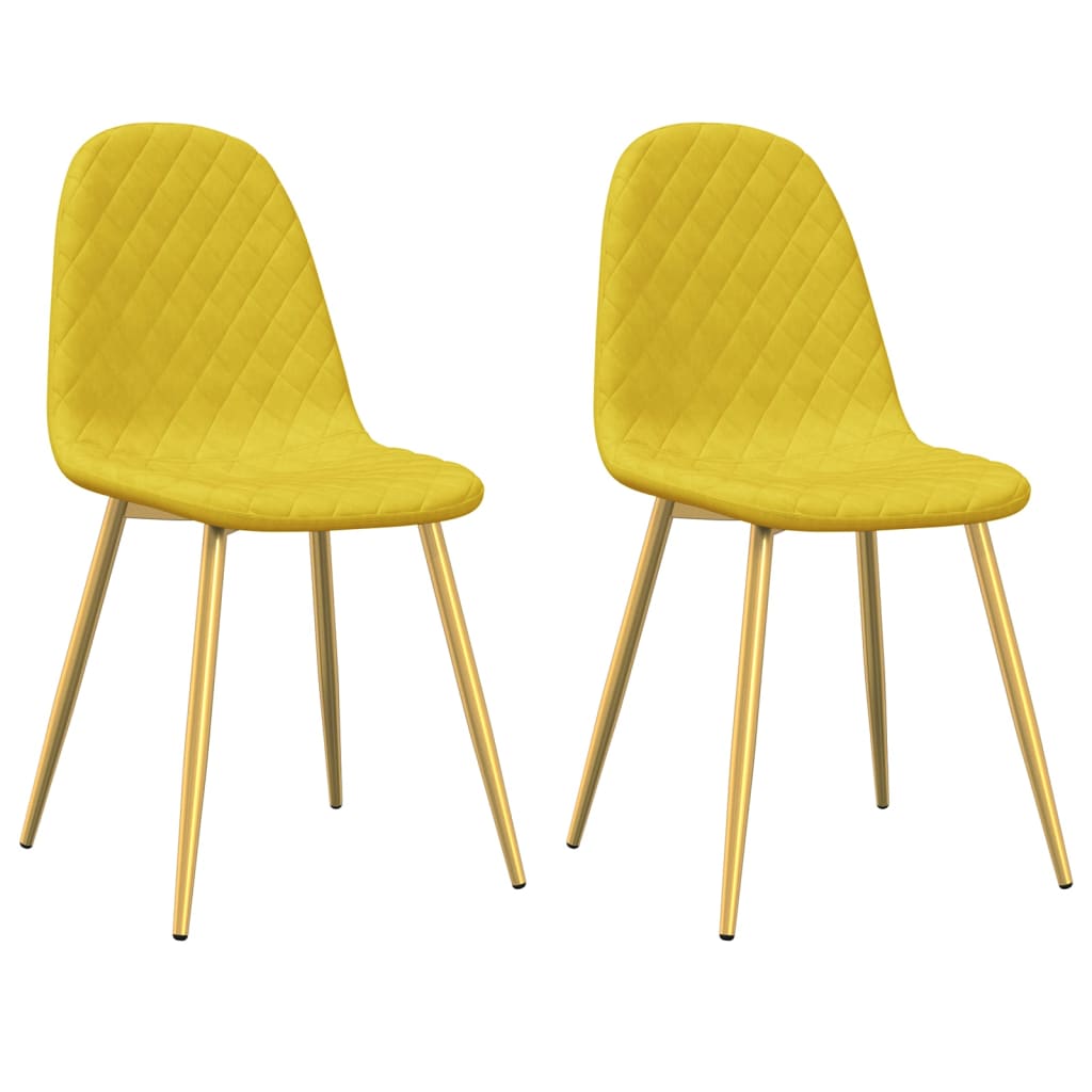 Chaises à manger lot de 2 jaune moutarde velours