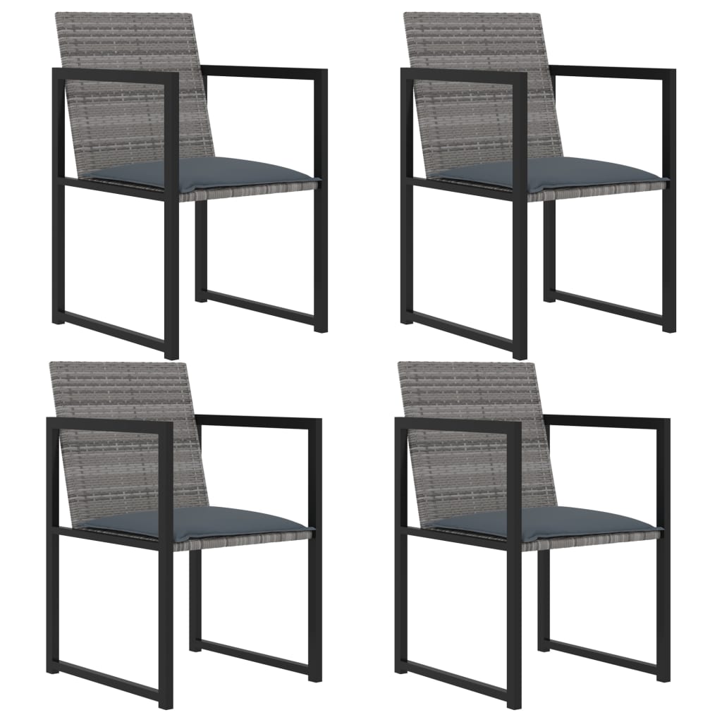 Ensemble à manger d'extérieur 5pcs coussins résine tressée gris