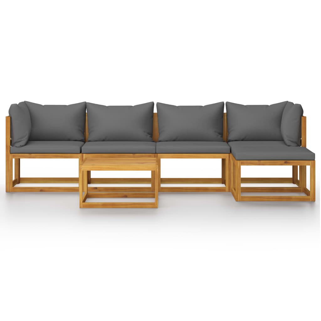 Salon de jardin 7 pcs avec coussin Bois d'acacia solide