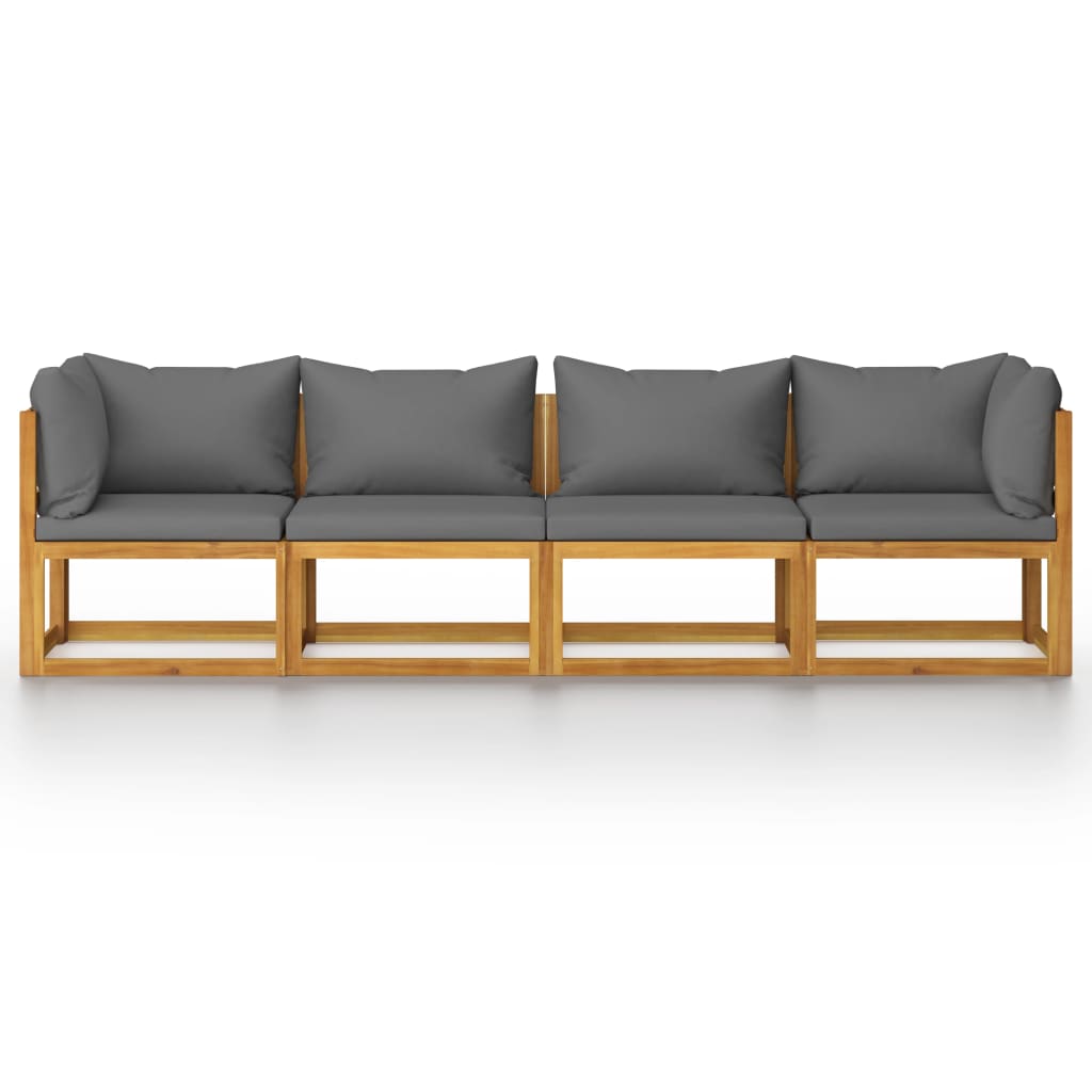 Canapé de jardin à 4 places avec coussin Bois d'acacia massif