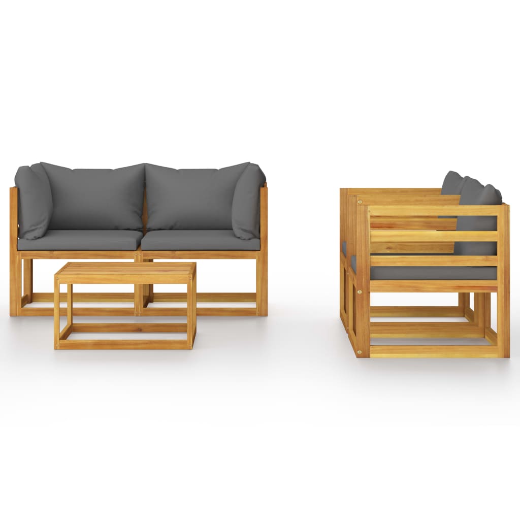 Salon de jardin 5 pcs avec coussin Bois d'acacia solide