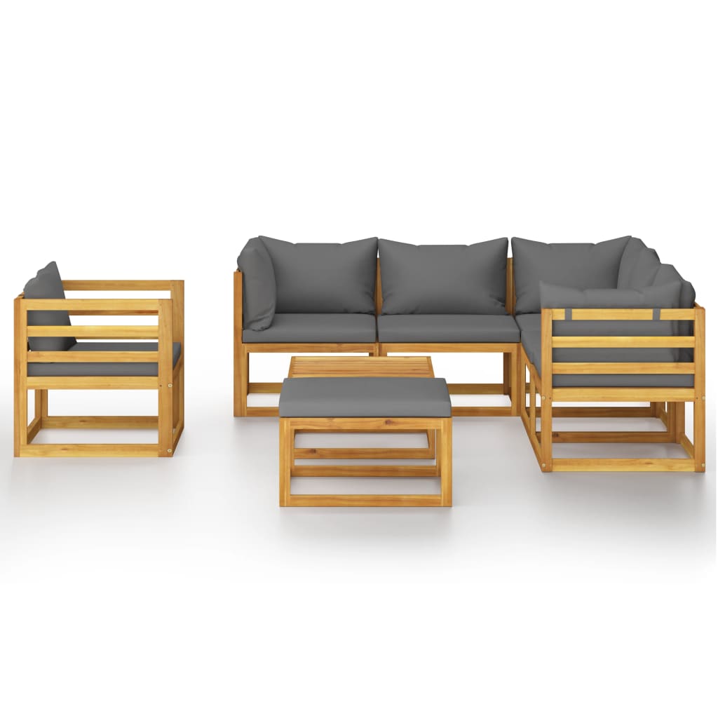 Salon de jardin 8 pcs avec coussin Bois d'acacia solide
