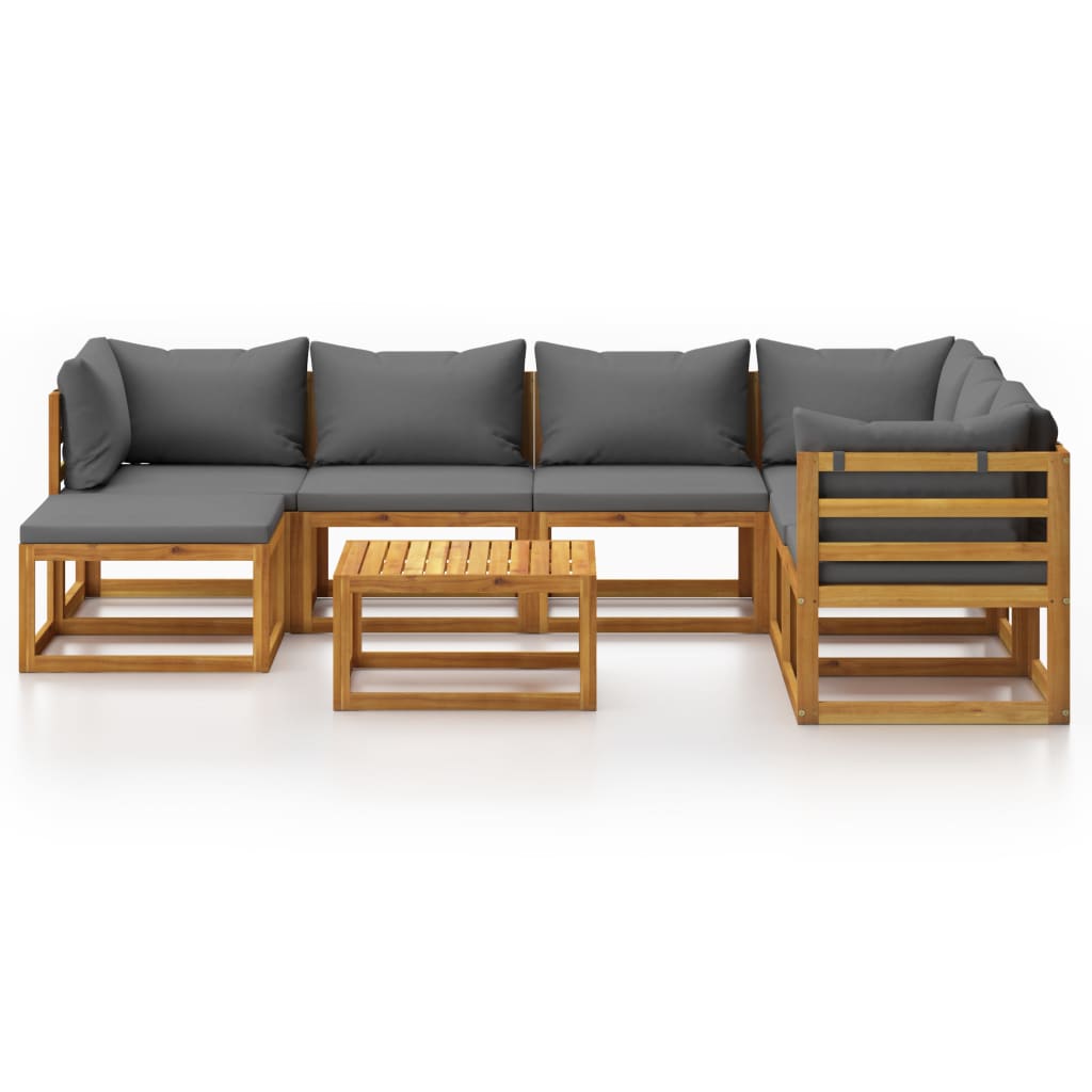Salon de jardin 8 pcs avec coussin Bois d'acacia solide