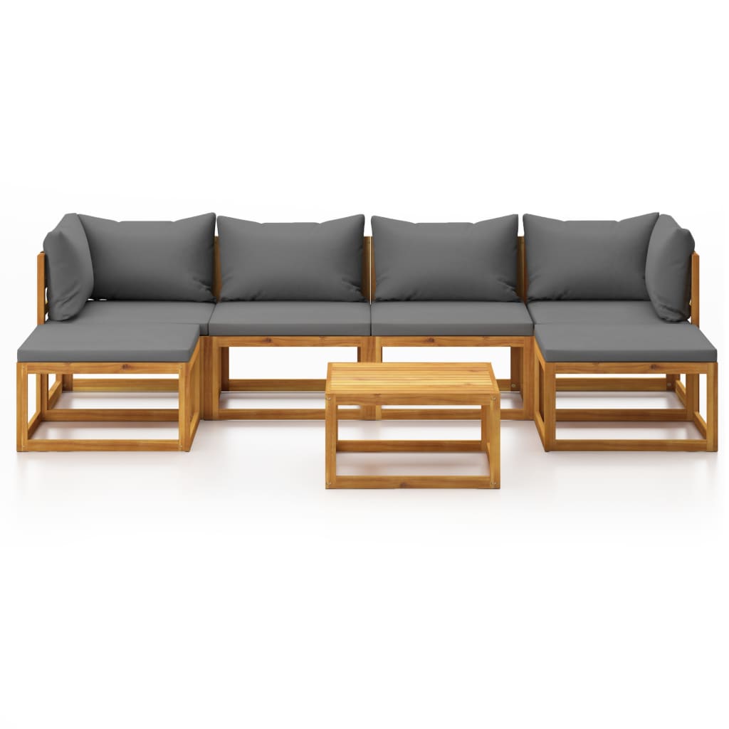 Salon de jardin 7 pcs avec coussin Bois d'acacia solide