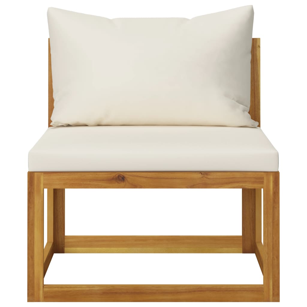 Canapé de jardin à 3 places avec coussin Crème Bois d'acacia