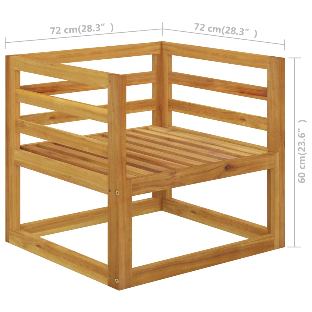 Salon de jardin 5 pcs avec coussin Crème Bois d'acacia solide