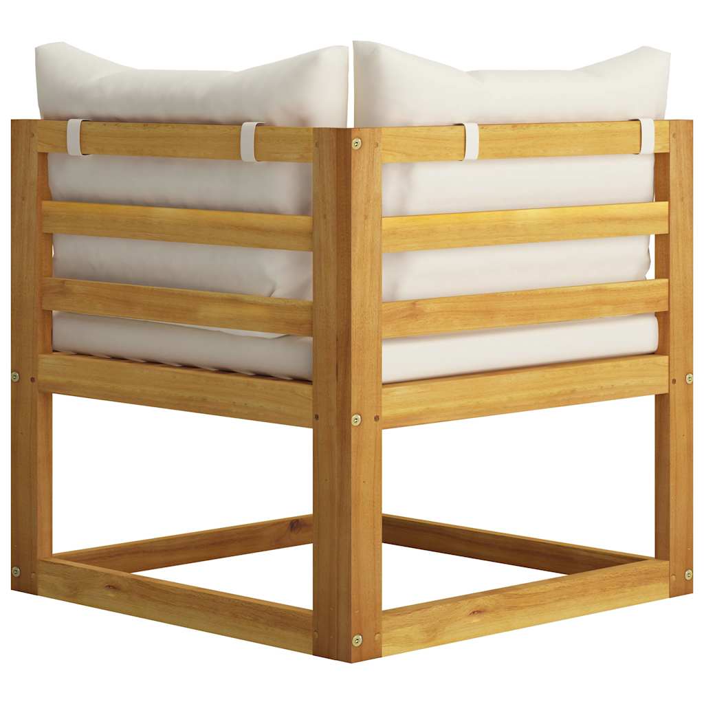 Salon de jardin 6 pcs avec coussin Crème Bois d'acacia solide