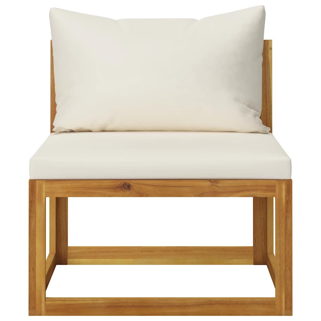 Salon de jardin 6 pcs avec coussin Crème Bois d'acacia solide