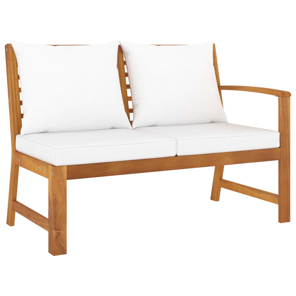 Salon de jardin 5 pcs avec coussin Crème Bois d'acacia solide