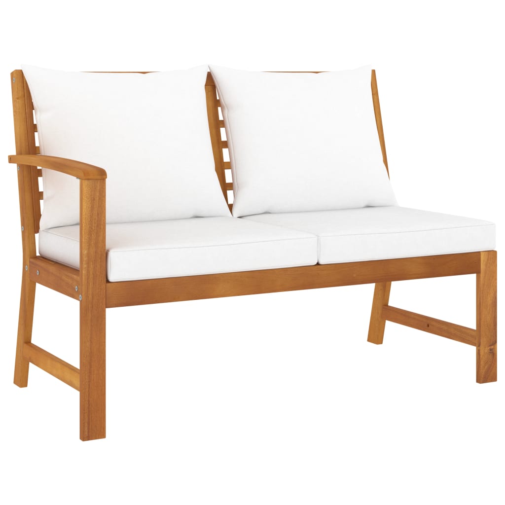 Salon de jardin 4 pcs avec coussin Crème Bois d'acacia solide